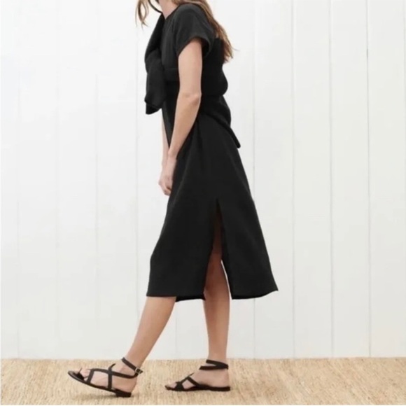 Jenni Kayne Cypress Caftan Dress Black Cotton Gauze Short Sleeve Midi Size XS - Picture 9 of 15